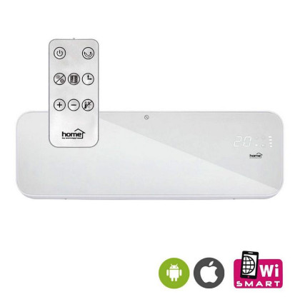 Smart PTC nástěnné topidlo s LED displejem a DO, WiFi, 1000W / 2000W, sklo